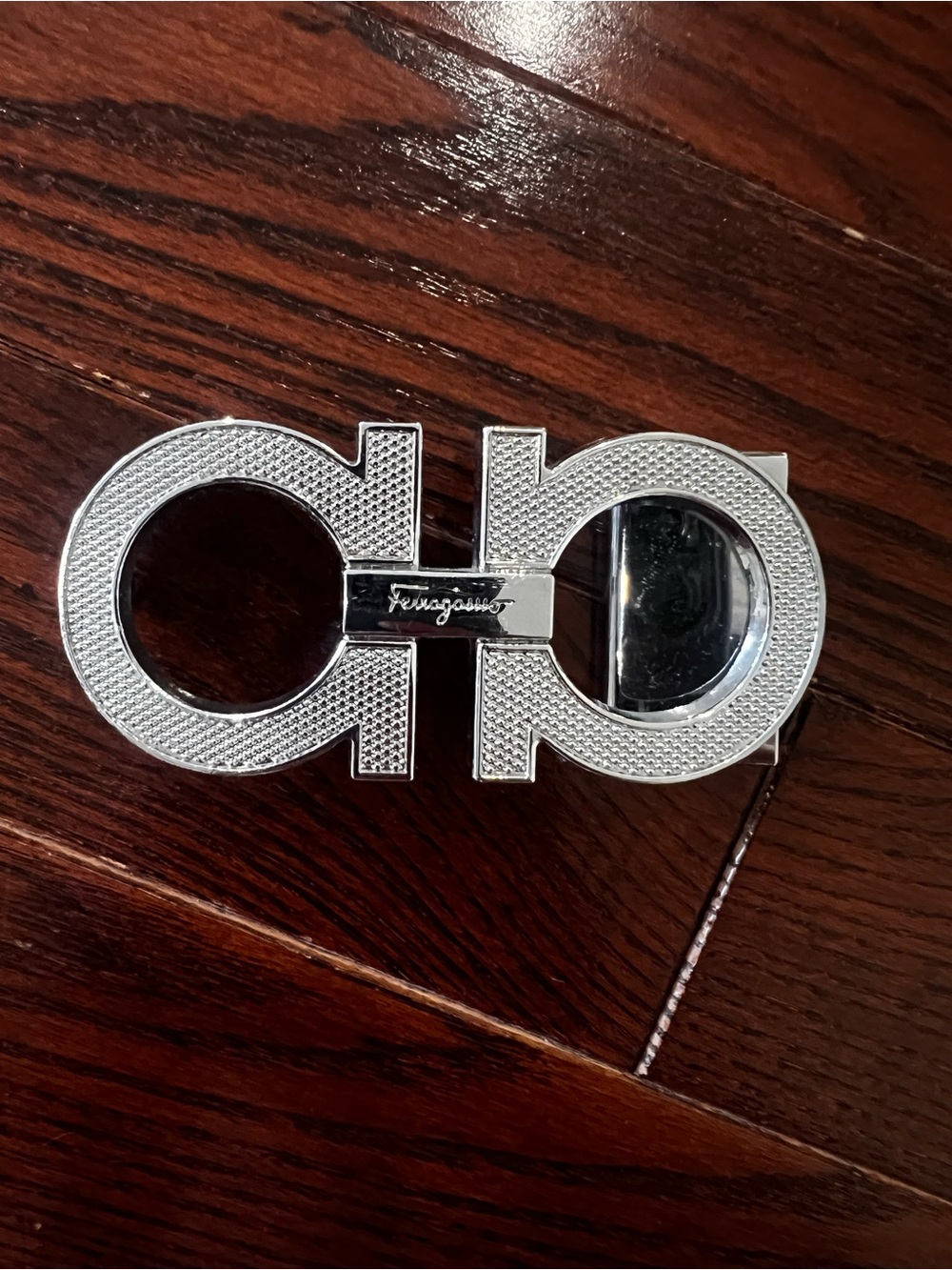 Salvatore Ferragamo Silver Double Gancio Belt Buckle